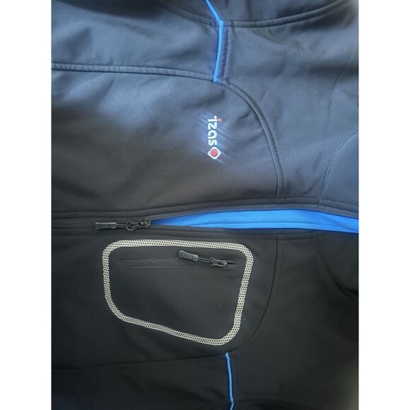 Izas L Full Zip Contrast Trim Soft shell Thick Jacket Black Blue - Picture 2 of 7